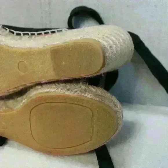 Etienne Aigner Espadrille Lace Up Ankle Strap Black Suede Open Toe Sandal 6 - Picture 11 of 13